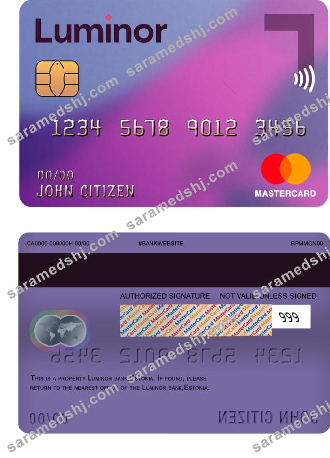 Estonia Luminor Bank visa electron card  master card